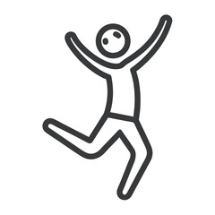 happy jumping man isolated silhouette icon on white background