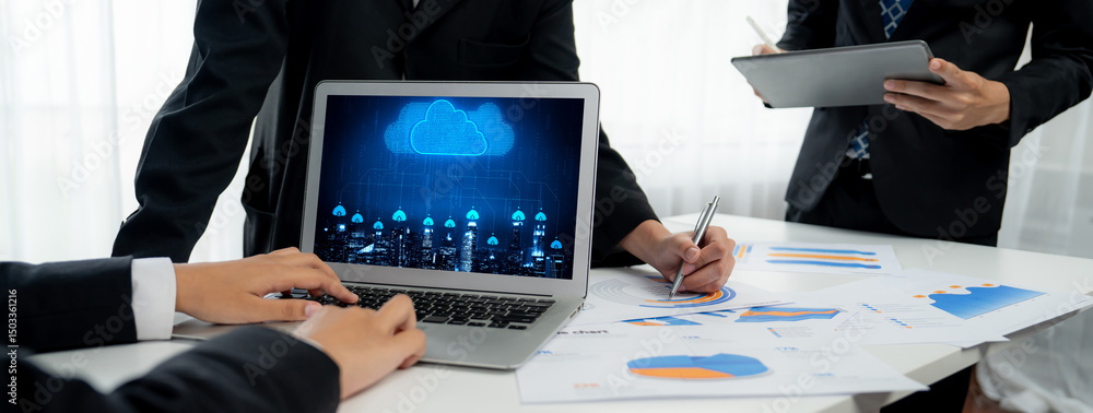 Poster cloud computing software for brisk remote work and personal data storage