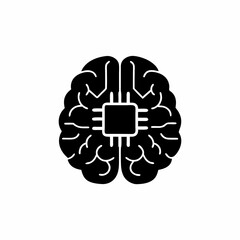 creative details Outline silhouette brain chip icon sign vector