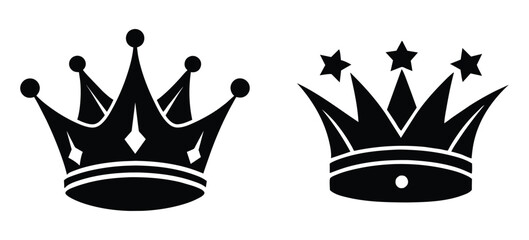 Set Hand drawn crown silhouette