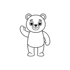 Obraz premium Friendly Bear Waving Hello Kids Coloring Page Vector