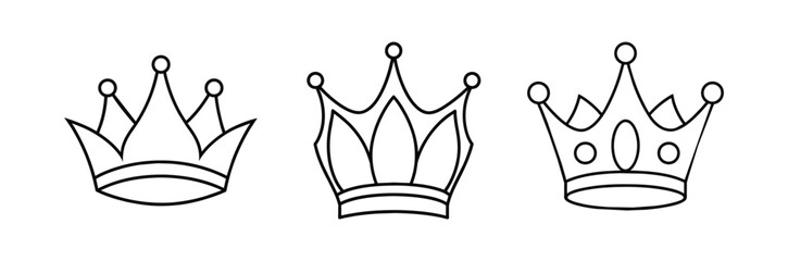 Set Hand drawn crown silhouette