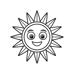 Fototapeta premium Smiling Sun with Rays Kids Coloring Page Vector