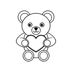 Fototapeta premium Teddy Bear Holding a Heart Kids Coloring Page Vector