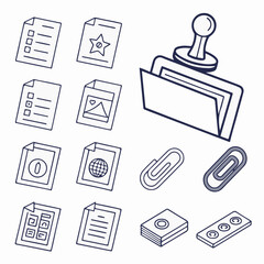 Document Management Line Icons – Minimal Vector Collection