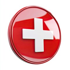 Fototapeta premium Red circular button with white plus sign (1)