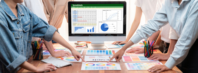 Spreadsheet document information financial startup concept. data and graphs in spreadsheet...