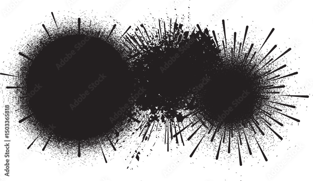 Poster ink splashes for speckle effect .Set of Black Spray Blot of Ink. Place blobs, stains and splats in this pack over any object to create grunge effect .Spray paint drips .abstract vector.