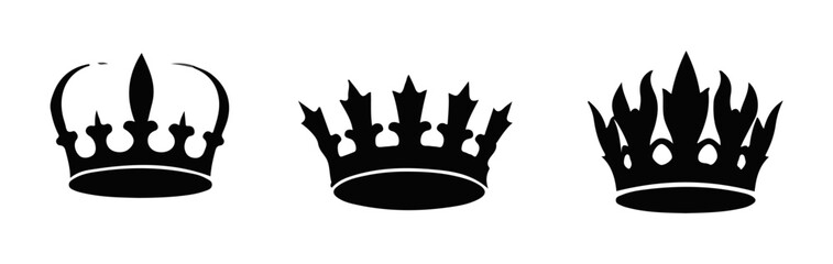 Set Hand drawn crown silhouette