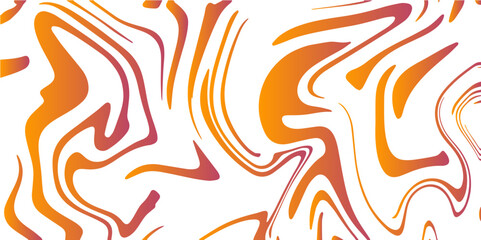 Orange Marbleized Stripes With marble ink texture. Splash of paint with Colorful liquid isolated on transparent background. Fluid, organic smooth, paint-like lines with mimic ink and acrylic flow.