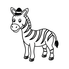 cute zebra wearing a hat coloring page
