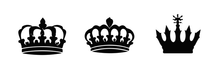 Set Hand drawn crown silhouette