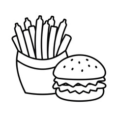 triple decker burger fries soda coloring page