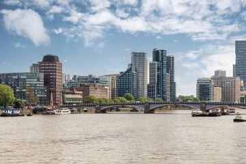 City of London Skyscrapers and Lambeth Bridge, London, England, UK