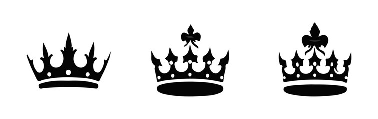 Set Hand drawn crown silhouette