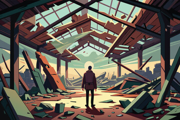 Houses blown away by the wind