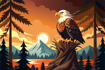 The Eagle sits silently by the river thinking