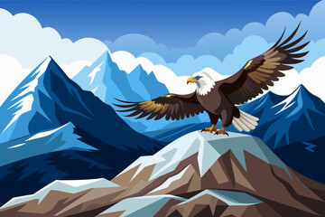 Eagle bird standing on mountain to hunt