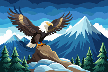 Eagle bird standing on mountain to hunt