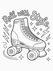 Roller Skate with Sparkles and Lightning Bolts Coloring Page