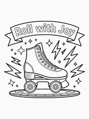 Roller Skate with Sparkles and Lightning Bolts Coloring Page