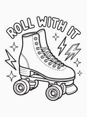 Roller Skate with Sparkles and Lightning Bolts Coloring Page