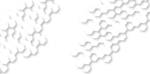 Hexagonal white hexagons honeycomb wallpaper. Abstract white hexagon concept background. Hexagon concept design abstract technology white background vector.