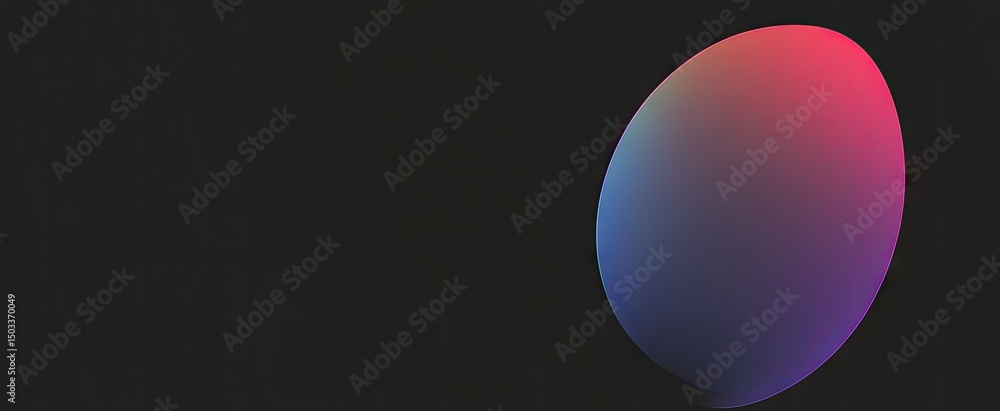 Poster abstract shape with gradient colors on dark background.