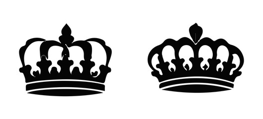 Set Hand drawn crown silhouette