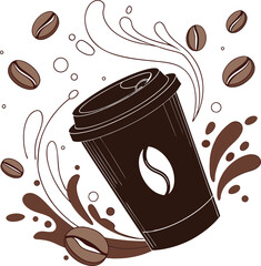 Vector illustration of coffee beans forming a seamless pattern, perfect for a cafe drink or hot beverage background design