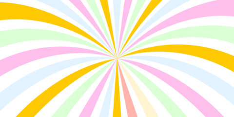 Abstract pastel rainbow sunburst background design for spring or summer