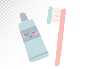 Watercolor Toothpaste and Brush for Fun Sleepover Themes in Soft Colors for Kids Decor