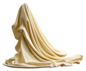 Soft and cozy draped fabric for home decor and cozy settings on a transparent background, cut out