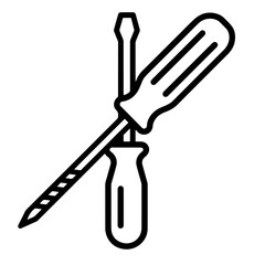 A line art illustration of two screwdrivers, one inserted into the other.