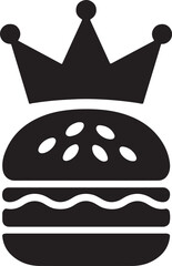 Silhouette vector of a crowned burger, symbolizing the King of Burgers, perfect for premium fast food branding, restaurant logos, and marketing.