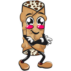 cute cannoli vektor illustration mascot character folding his arms calmly, work of hand drawn