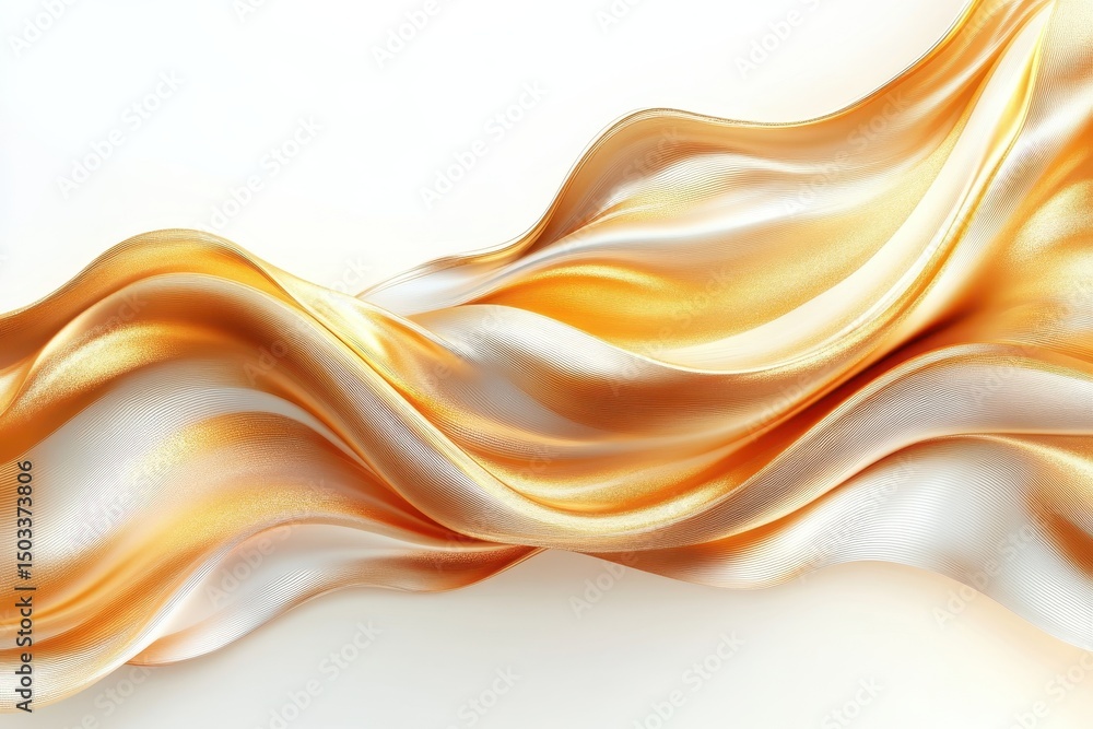 Fototapete Shimmering waves of golden fabric creating a luxurious texture under soft lighting in a studio setting