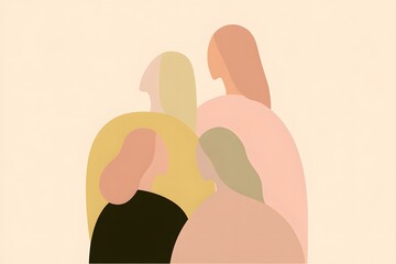 illustration of female silhouettes in warm, neutral tones.
women support, feminism, sisterhood, women empowerment, gender equality, female solidarity, women’s rights, empowerment, feminist movement