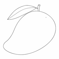 Mango coloring page simple and minimal line art illustration on white background