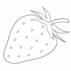 Strawberry simple and minimal line art illustration on white background