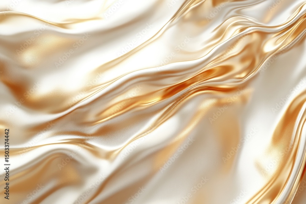 Poster shimmering waves of golden fabric creating a luxurious texture under soft lighting in a studio setti