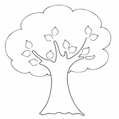 Tree coloring page simple and minimal line art illustration on white background