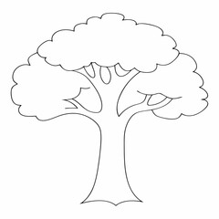 Tree coloring page simple and minimal line art illustration on white background