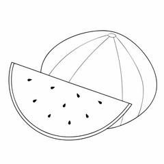 Watermelon coloring page simple and minimal line art illustration on white background