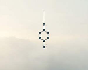 Benzene molecule with foggy sky.