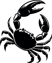 Black Silhouette of a Crab with Raised Claw