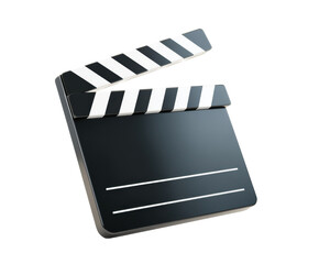 Film clapperboard as a symbol of movie production and creativity on a transparent background, cut out