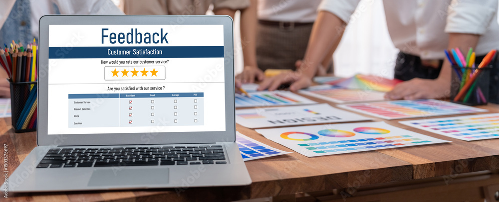 Poster customer feedback and review analysis by brisk computer software for corporate business