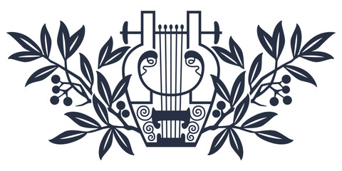 Lyre vector image. Luxury vignette for flyer, invitations or greeting cards.
