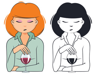 Girl with glass of wine.